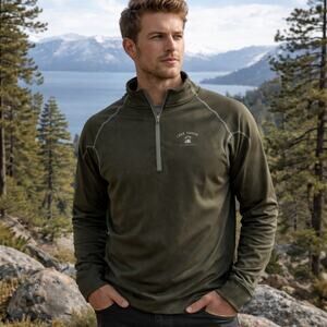 Men's OUTFITTER TRADING CO. Lake Tahoe California Tourist Vacay 1/4 Zip L Large